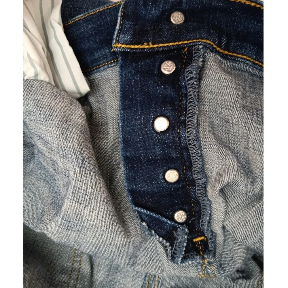 CAbi Women's Blue Denim Button‎ Fly High Rise Skinny Jeans Red Stripe Size 16 - Picture 14 of 16